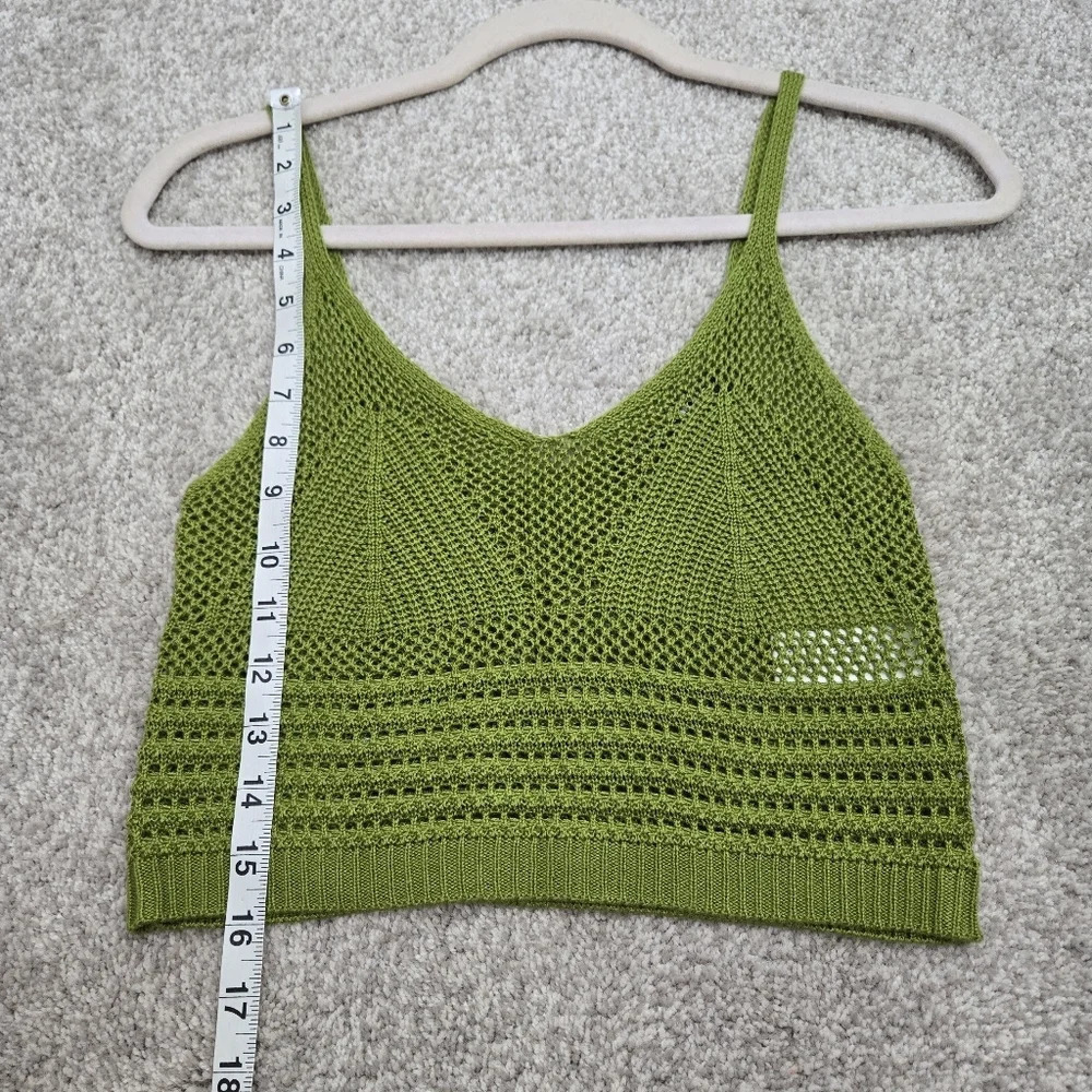 Almost Famous Crochet Crop Top Green Size Medium Festival Resort Cruise - Picture 6 of 8